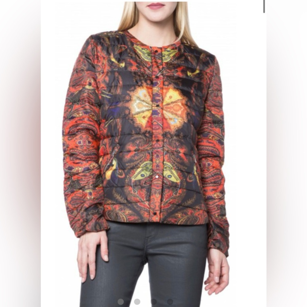 NEW🔸Desigual by Christian Lacroix Colorful Patterned light Puffer Jacket 40